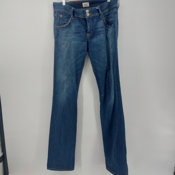 Hudson Womens Beth Mid Rise, Baby Bootcut Jeans With Studs - Picture 2 of 10